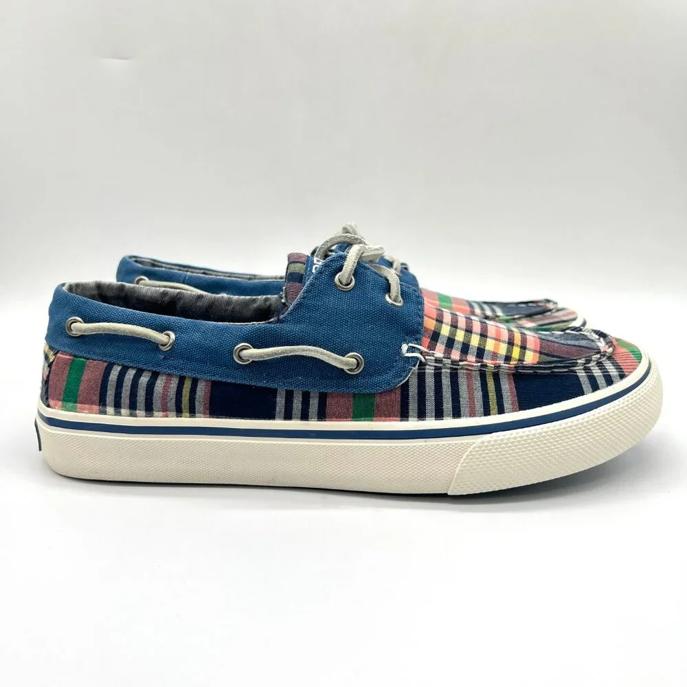 Sperry Womens Size 8‎ 8M Bahama II Multicolor Plaid Slip On Casual Boat Shoes